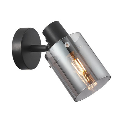 Luminosa Lighting Luminosa Sardo Single Spotlight BlackSmoked With Smoked Glass from B&Q