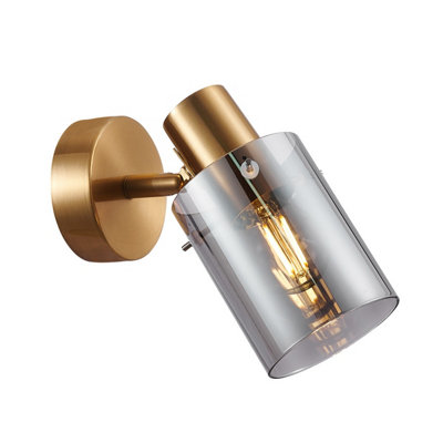 Luminosa Lighting Luminosa Sardo Single Spotlight BrassSmoked With Smoked Glass from B&Q