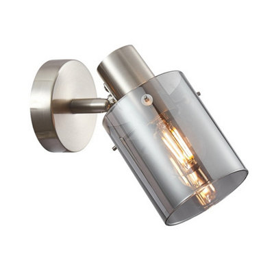 Luminosa Lighting Luminosa Sardo Single Spotlight SilverSmoked With Smoked Glass from B&Q