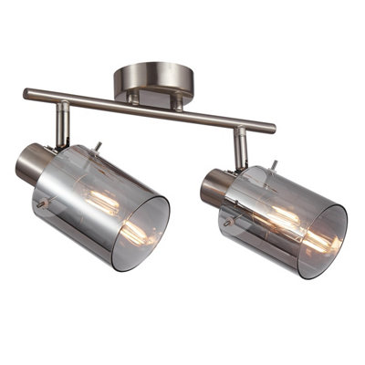 Luminosa Lighting Luminosa Sardo Twin Ceiling Spotlight SilverSmoked 2Xe14 from B&Q