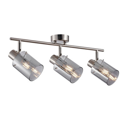 Luminosa Lighting Luminosa Sardo Ceiling Spotlight Bar SilverSmoked 3Xe14 from B&Q