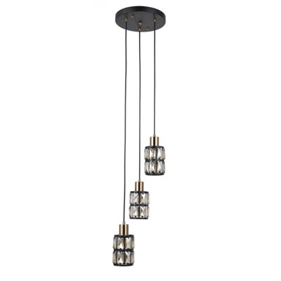 Luminosa Lighting Luminosa Menfi Cluster Pendant Ceiling Light BlackBrass 3Xe27 from B&Q