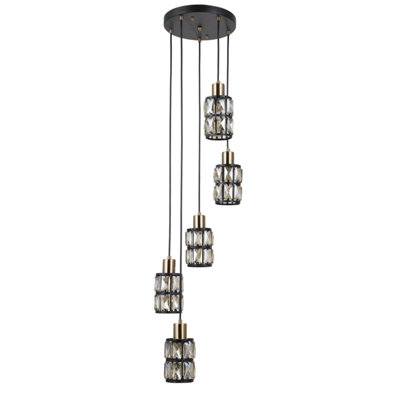 Luminosa Lighting Luminosa Menfi Cluster Pendant Ceiling Light BlackBrass 5Xe27 from B&Q