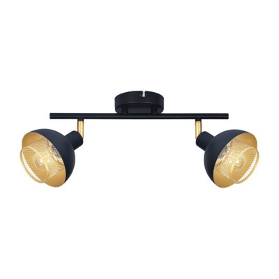 Luminosa Lighting Luminosa Savio Twin Ceiling Spotlight Matt BlackGold 2Xe14 from B&Q