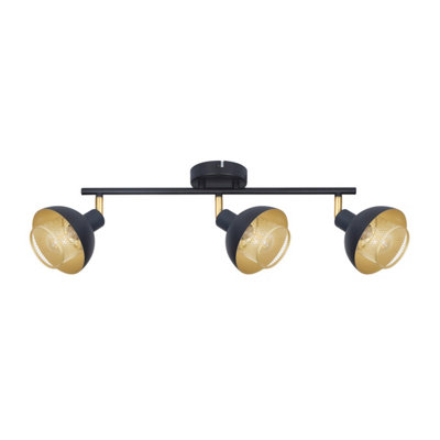 Luminosa Lighting Luminosa Savio Ceiling Spotlight Bar Matt BlackGold 3Xe14 from B&Q