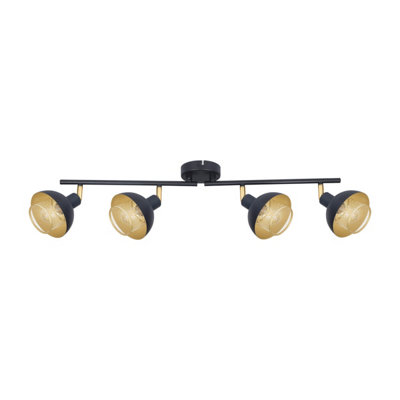 Luminosa Lighting Luminosa Savio Ceiling Spotlight Bar Matt BlackGold 4Xe14 from B&Q