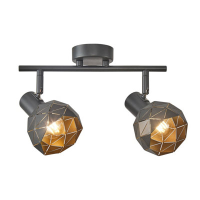 Luminosa Lighting Luminosa Harley Twin Ceiling Spotlight GreyGold 2Xe14 from B&Q