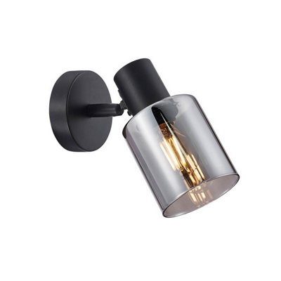Luminosa Lighting Luminosa Santia Single Spotlight Black With Smoked Glass from B&Q