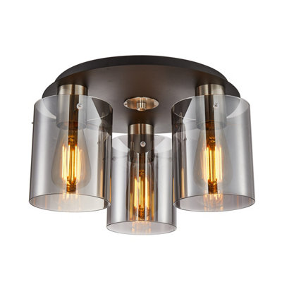 Luminosa Lighting Luminosa Sardo Shade Cluster Ceiling Light Satin Nickel 3Xe27 from B&Q