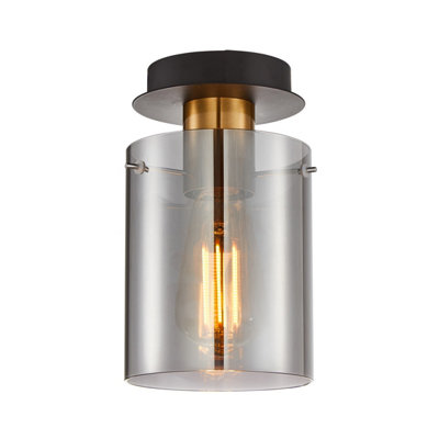 Luminosa Lighting Luminosa Sardo 22Cm Cylindrical Ceiling Light Brown from B&Q