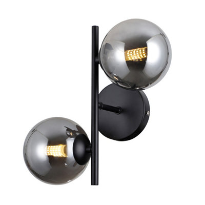 Luminosa Lighting Luminosa Erimida Globe Wall Lights Matt Black 2Xg9