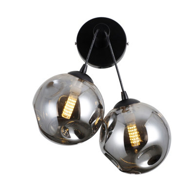Luminosa Lighting Luminosa Perlos Globe Wall Lights Matt Black 2Xg9