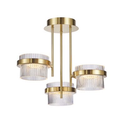 B&Q -  Luminosa Tiara Multi Arm Semi Flush Ceiling Lamp Gold With Shine 3000K Warm White 3Xled
