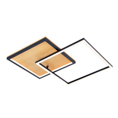 B&Q -  Luminosa Noris Led Semi Flush Ceiling Light Black 3000K Warm White 2Xled