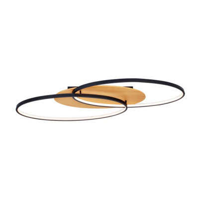 B&Q -  Luminosa Poraso Led Semi Flush Ceiling Light Black 3000K Warm White 2Xled