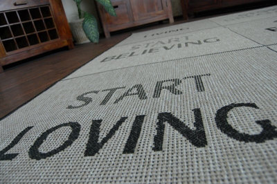RugsX Carpet Sizal Floorlux 20275 Yolo Silver Black 140X200 Cm from B&Q