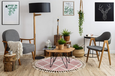 RugsX Carpet Berber Troik A0010 Circle Pink White Fringe Berber Moroccan Shaggy Circle 160 Cm from B&Q