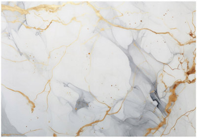 Wallarena Photo Wallpaper Gold White Marble Nature Non-Woven Wall Mural Modern 250X175 Cm from B&Q