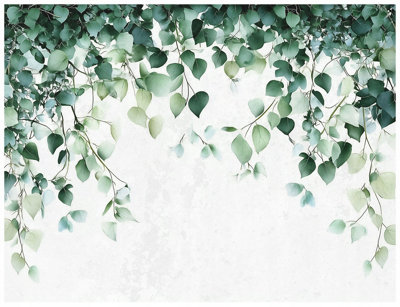 Wallarena Photo Wallpaper Leaves Green Non-Woven Wall Mural Modern 400X280 Cm from B&Q