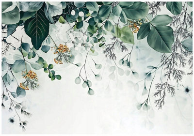 Wallarena Photo Wallpaper Leaves Green Non-Woven Wall Mural Modern 250X175 Cm from B&Q