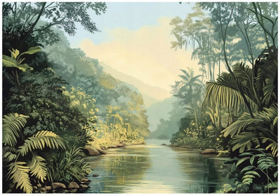 Wallarena Photo Wallpaper Green Jungle Forest Non-Woven Wall Mural Modern 250X175 Cm from B&Q