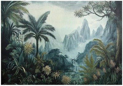Wallarena Photo Wallpaper Jungle Tropical Forest Green Non-Woven Wall Mural Modern 300X210 Cm from B&Q