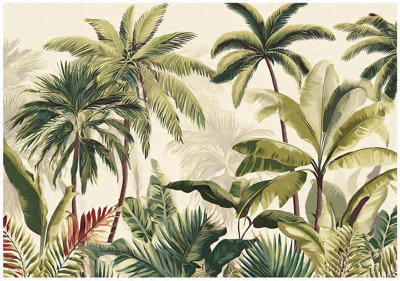 Wallarena Photo Wallpaper Leaves Jungle Bedroom Non-Woven Wall Mural Modern 250X175 Cm from B&Q