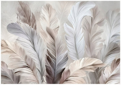 Wallarena Photo Wallpaper Feathers Leaves Bedroom Non-Woven Wall Mural Modern 250X175 Cm from B&Q