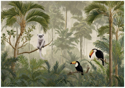 Wallarena Photo Wallpaper Living Room Forest Jungle Non-Woven Wall Mural Modern 250X175 Cm from B&Q