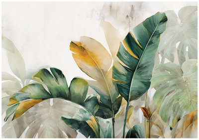 Wallarena Photo Wallpaper Leaves Bedroom Non-Woven Wall Mural Modern 300X210 Cm from B&Q