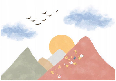 Wallarena Photo Wallpaper Children Kids Mountains Non-Woven Wall Mural Modern 300X210 Cm from B&Q
