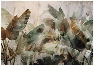 Wallarena Photo Wallpaper Leaves Beige Bedroom Non-Woven Wall Mural Modern 400X280 Cm from B&Q