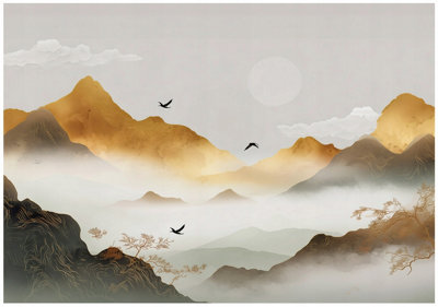Wallarena Photo Wallpaper Mountains Landscape Boho Non-Woven Wall Mural Modern 300X210 Cm from B&Q