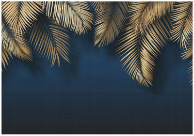 Wallarena Photo Wallpaper Leaves Glamour Concrete Wall Mural Non-Woven Modern 300X210 Cm from B&Q