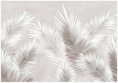 Wallarena Photo Wallpaper Leaves Feathers Concrete Wall Mural Non-Woven Modern 300X210 Cm from B&Q