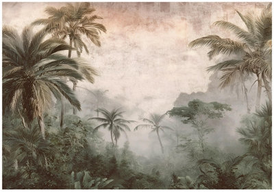 Wallarena Photo Wallpaper Jungle Leaves Vintage Non-Woven Wall Mural Modern 400X280 Cm from B&Q