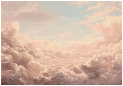 Wallarena Photo Wallpaper Clouds Sky Beige Boho Non-Woven Wall Mural Modern 300X210 Cm from B&Q