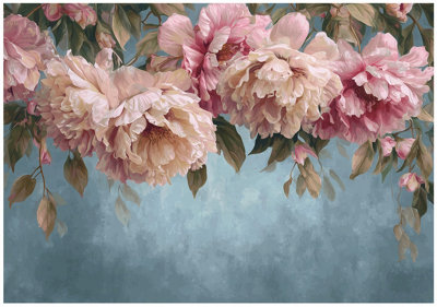 Wallarena Photo Wallpaper Flowers On Concrete Wall Mural Non-Woven Modern 300X210 Cm from B&Q