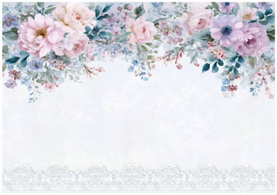 Wallarena Photo Wallpaper Flowers Leaves Wall Mural Non-Woven Modern 250X175 Cm from B&Q