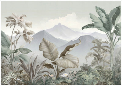 Wallarena Photo Wallpaper Leaves Jungle Forest Non-Woven Wall Mural Modern 250X175 Cm from B&Q