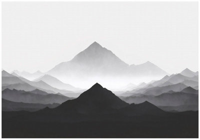 Wallarena Photo Wallpaper Black And White Mountains Non-Woven Wall Mural Modern 300X210 Cm from B&Q