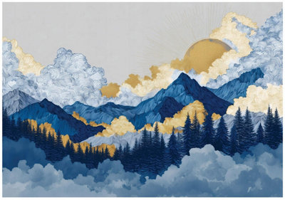 Wallarena Photo Wallpaper Nature Mountains 3D Non-Woven Wall Mural Modern 300X210 Cm from B&Q