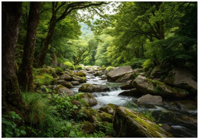 Wallarena Photo Wallpaper Forest Green 3D Wall Mural Non-Woven Modern 400X280 Cm from B&Q