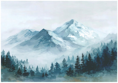Wallarena Photo Wallpaper Living Room Mountains Forest Non-Woven Wall Mural Modern 250X175 Cm from B&Q