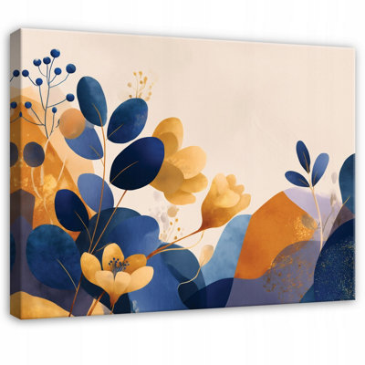 B&Q -  Canvas Wall Art Leaves Flowers Home Decor Paintings Living Room 100X70 Cm