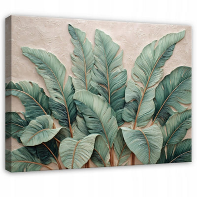 B&Q -  Printed Canvas Wall Art Leaves Nature Home Decor Paintings Living Room 60X40 Cm