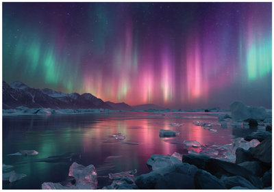Wallarena Photo Wallpaper Northern Lights Sky Non-Woven Wall Mural Modern 400X280 Cm from B&Q