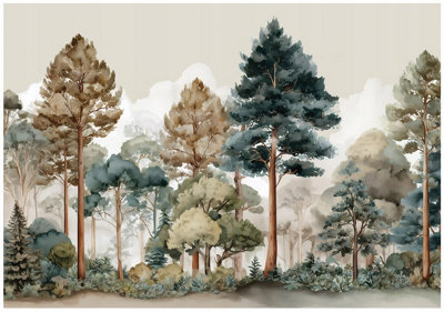 Wallarena Photo Wallpaper Forest Trees Non-Woven Wall Mural Modern 400X280 Cm from B&Q