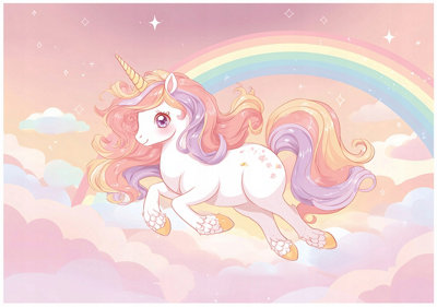 Wallarena Photo Wallpaper Unicorns Rainbow Children Non-Woven Wall Mural Modern 300X210 Cm from B&Q