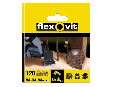 Flexovit 78072764914 Delta Hook & Loop Sanding Sheet 94mm Fine 120G X6 Flv64914 from B&Q